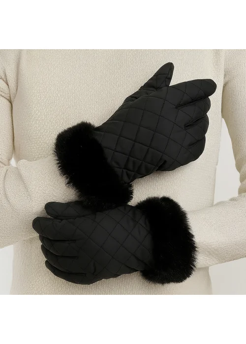 Totes Isotoner Black SmarTouch Water Repellent Padded Gloves - Large/Extra Large Image 2