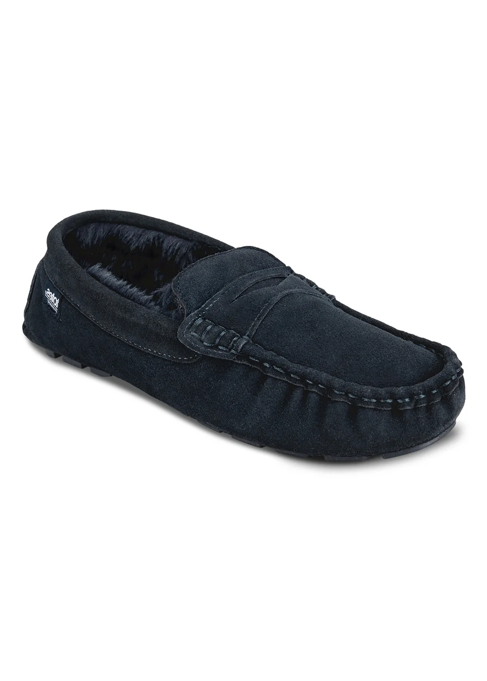 Totes Isotoner Navy Suede Moccasin With Water Repellency - 10 Image 3