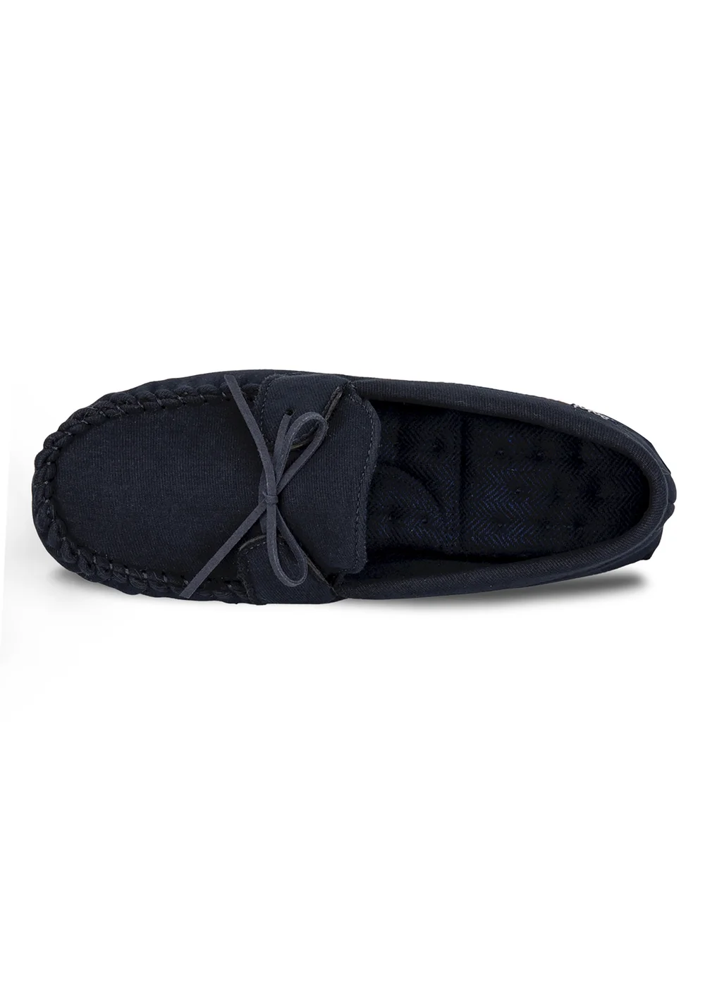 Totes Isotoner Navy Herringbone Lined Moccasin - 11 Image 5