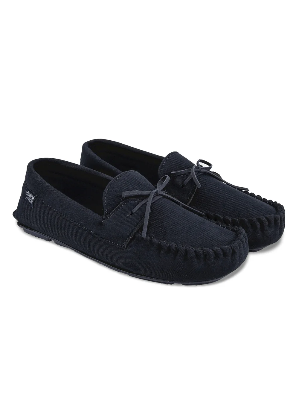 Totes Isotoner Navy Herringbone Lined Moccasin - Size 11 Image 1