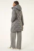 Roman Grey Diamond Quilt Padded Coat - 10 Image 4