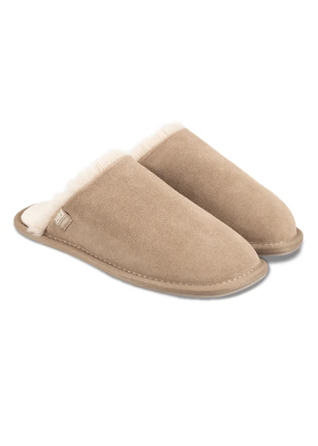 Totes Isotoner Sand Real Suede Mule With Water Repellency