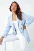 Roman Light Blue Textured Check Boucle Blazer Jacket - 18 Image 4