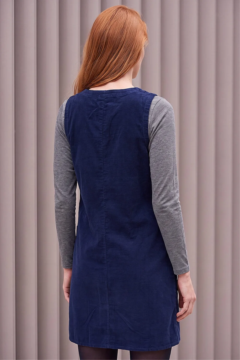 Roman Navy Cotton V-Neck Button Pocket Dress - 12 Image 4