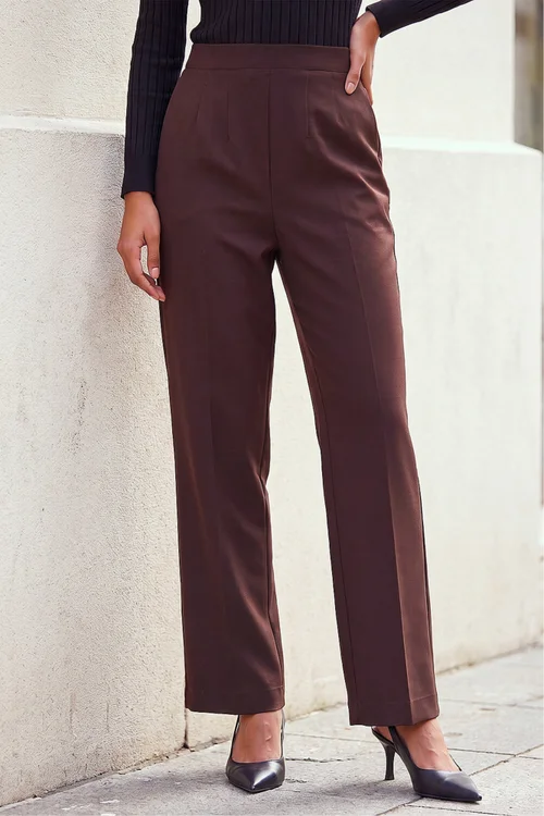 Roman Chocolate Straight Leg Ponte Trouser - 12 Image 1