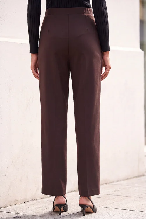 Roman Chocolate Straight Leg Ponte Trouser - 12 Image 3