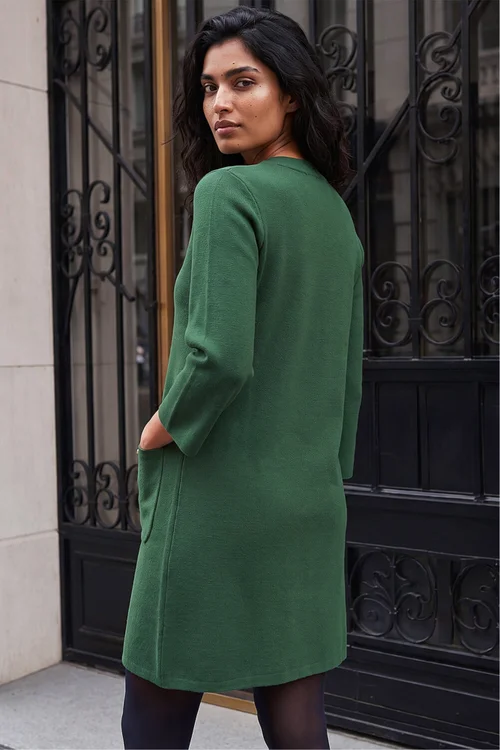 Roman Dark Green Patch Pocket Knit Dress - 20 Image 3