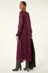 Roman Wine Floral Brocade Frill Midi Dress - 18 Image 3