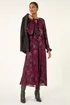 Roman Wine Floral Brocade Frill Midi Dress - 18 Image 2