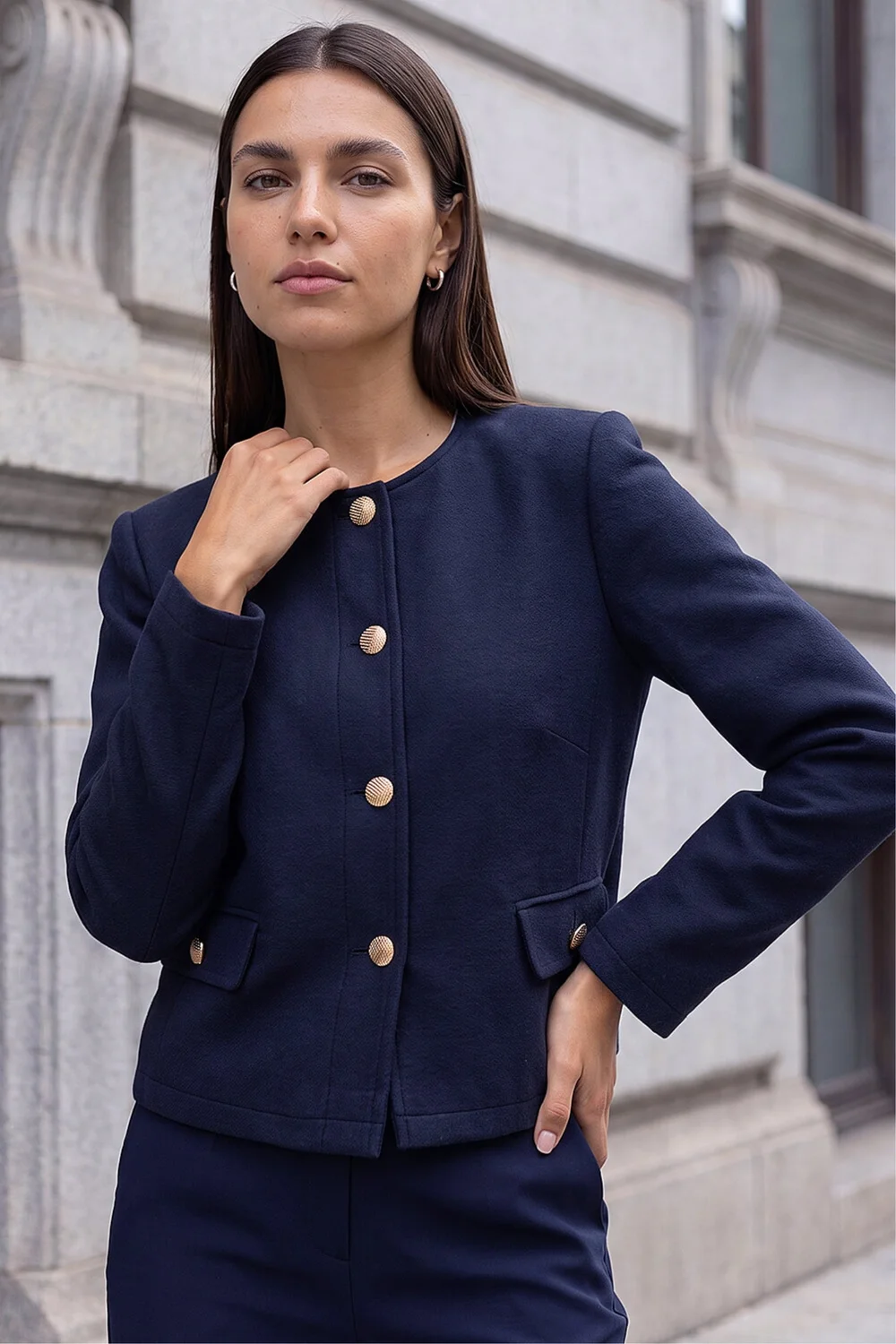 Roman Navy Buttoned Pocket Jacket - 16 Image 1