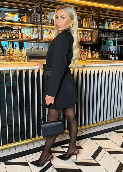 AX Paris Black Satin Collar Fitted Blazer Mini Dress - 12 Image 4