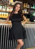AX Paris Black Round Neck Pleated Hip Mini Dress - 14 Image 1
