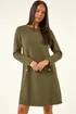 Roman Khaki Petite Buttoned Knit Dress - Size 14 Image 4