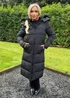 AX Paris Black Faux Fur Hooded Longline Padded Coat - 10 Image 2