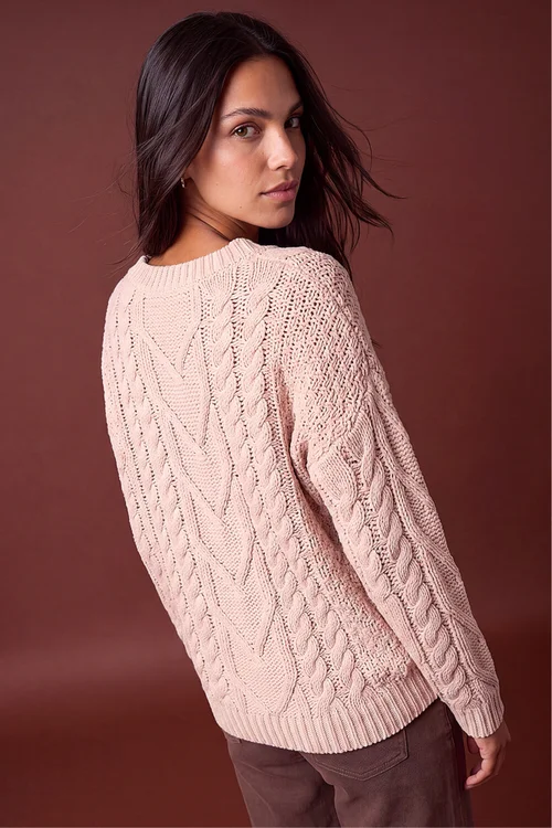 Roman Stone V-Neck Cable Knit Jumper - 14 Image 3