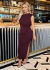 AX Paris Dark Plum Off The Shoulder Draped Top Midi Dress - 10 Image 2