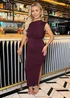 AX Paris Dark Plum Off The Shoulder Draped Top Midi Dress - 10 Image 3
