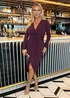 AX Paris Dark Plum Long Sleeve Ring Detail Wrap Midi Dress - 14 Image 1