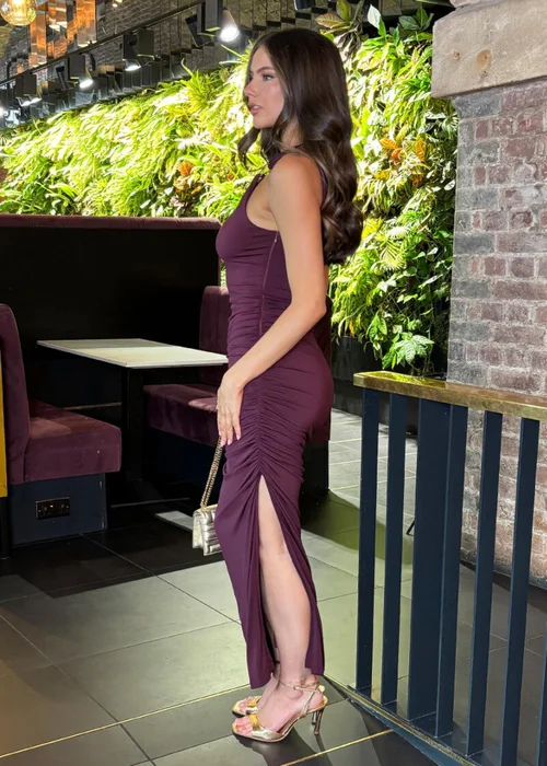 AX Paris Plum Bodycon Gold Hardware Detail Midi Dress - 10 Image 4