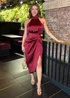 AX Paris Wine Halter Neck Gathered Skirt Midi Dress - 8 Image 3
