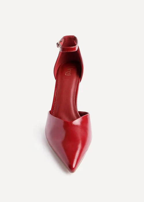Linzi Moira Red Faux Leather V Cut Court Heel - Size 7 Image 4