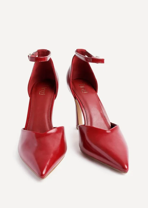 Linzi Moira Red Faux Leather V Cut Court Heel - Size 7 Image 3