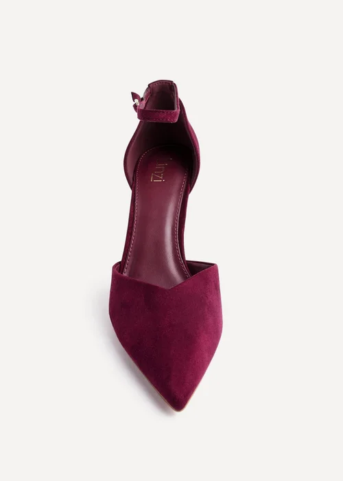 Linzi Moira Burgundy Faux Suede V Cut Court Heel - Size 5 Image 4