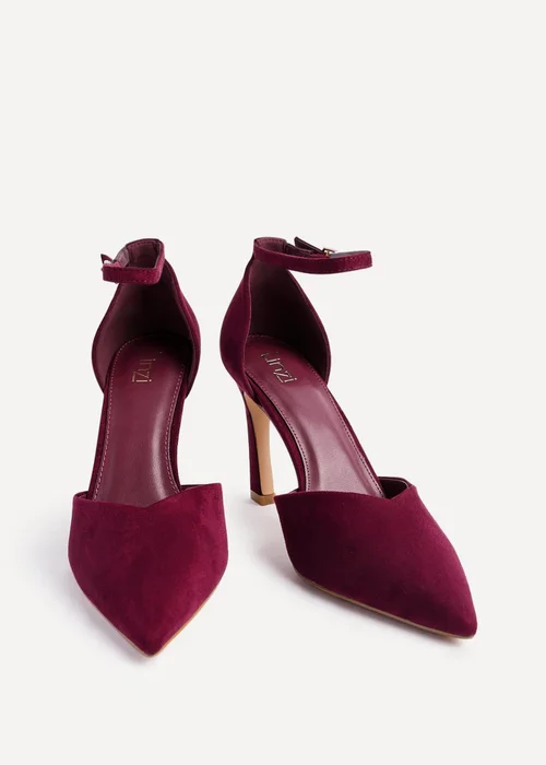 Linzi Moira Burgundy Faux Suede V Cut Court Heel - Size 5 Image 3
