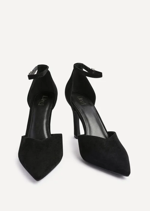 Linzi Moira Black Faux Suede V Cut Court Heel - Size 4 Image 3