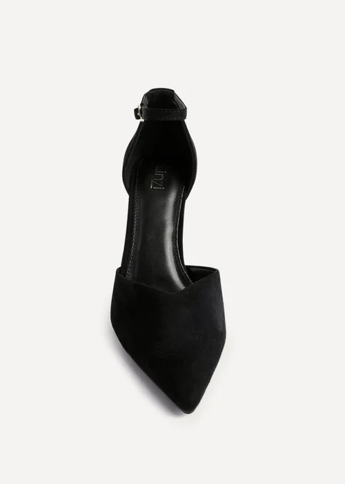 Linzi Moira Black Faux Suede V Cut Court Heel - Size 4 Image 4
