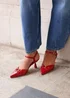 Linzi Pivot Red Faux Leather Stiletto Court Heel - Size 7 Image 1