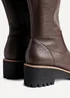 Linzi Resist Brown Faux Leather Stretch Wedge High Leg Boot - Size 8 Image 4