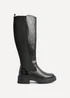 Linzi Swift Black Faux Leather & Croc Knee High Boot - Size 5 Image 2