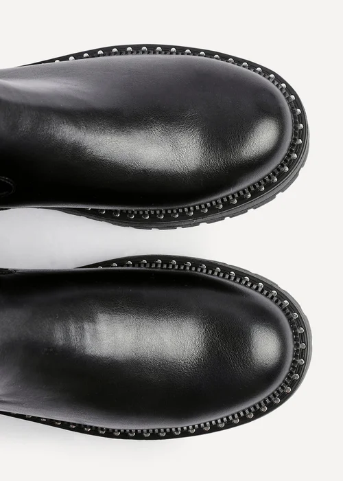 Linzi Swift Black Faux Leather & Croc Knee High Boot - Size 5 Image 4