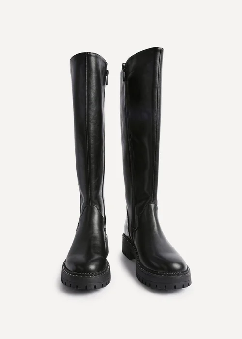 Linzi Swift Black Faux Leather & Croc Knee High Boot - Size 5 Image 3
