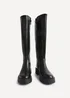 Linzi Swift Black Faux Leather & Croc Knee High Boot - Size 5 Image 3