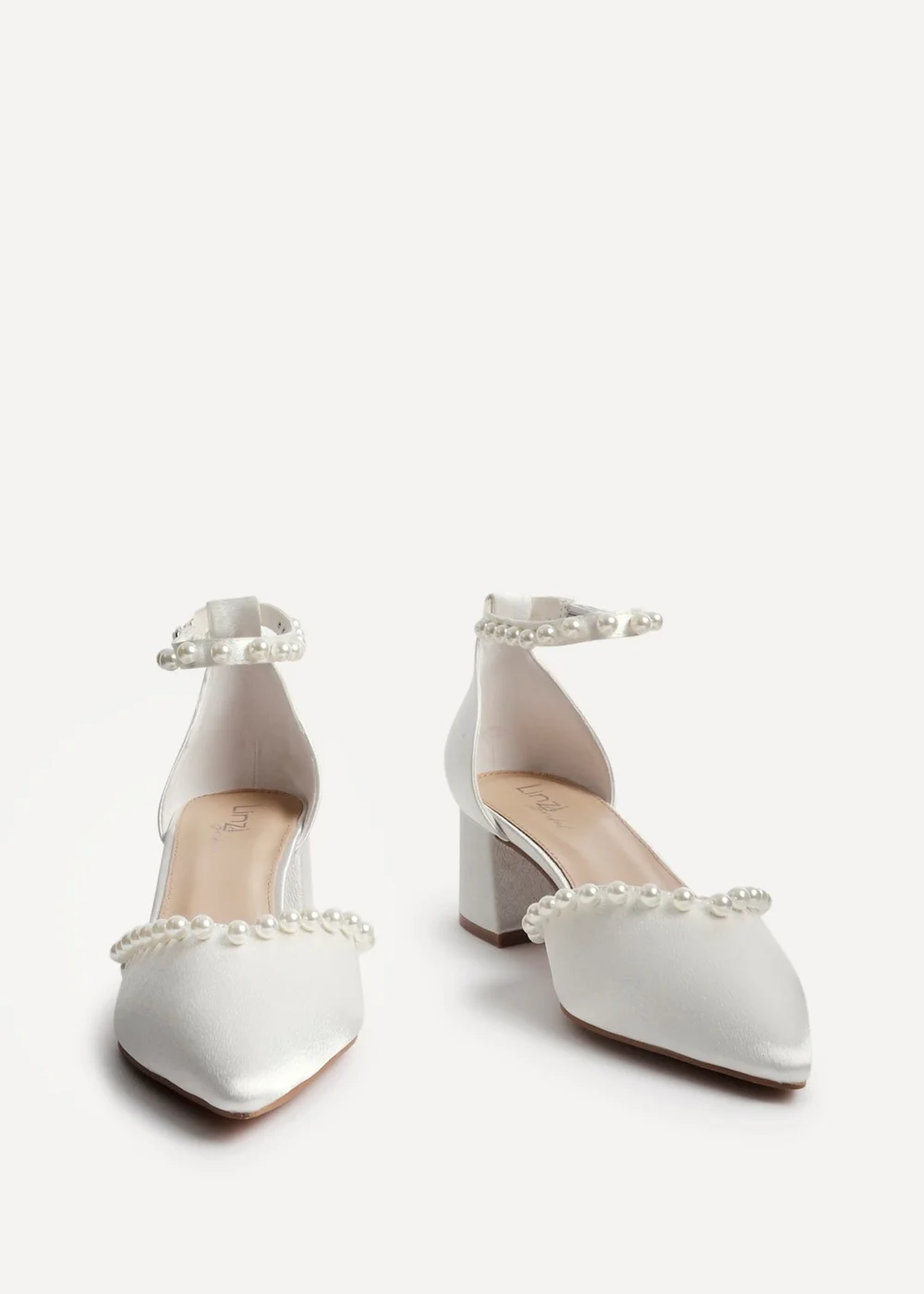 Linzi Swan Ivory Satin Bridal Low Block Court Heels - Size 3 Image 2