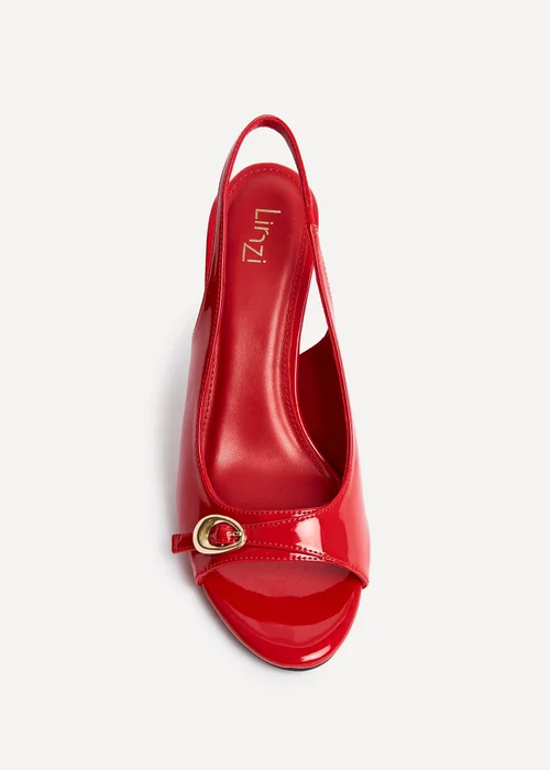 Linzi Potion Red Faux Patent Leather Peep Toe Heel - 4 Image 4