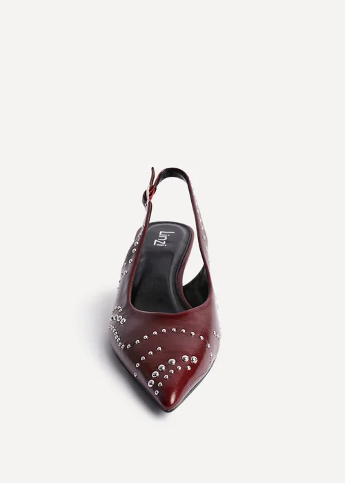 Linzi Crave Burgundy Faux Leather Studded Kitten Heels - Size 5 Image 4