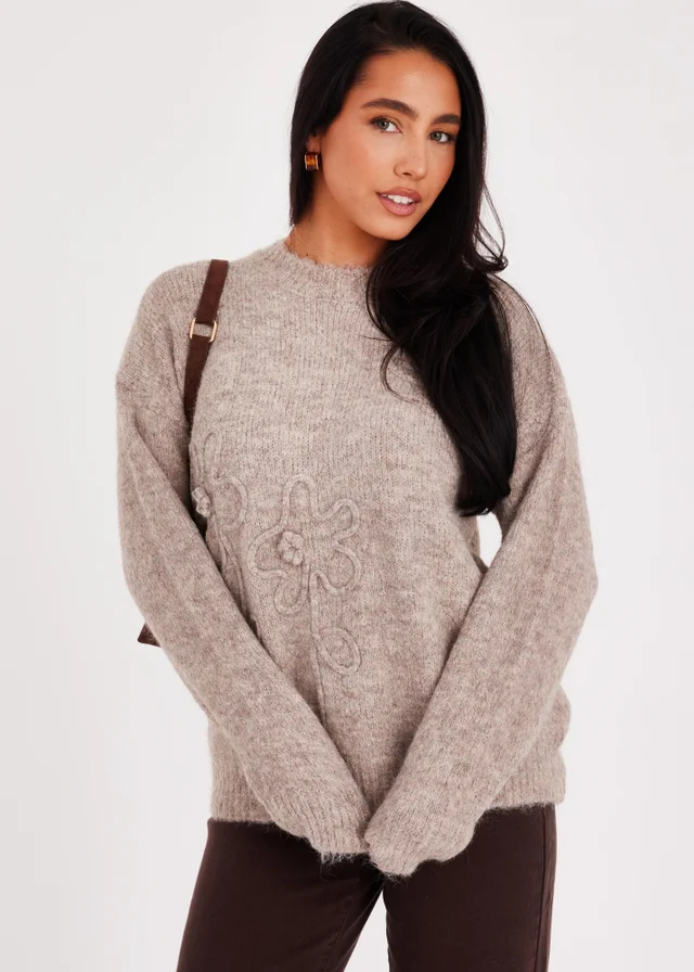 Quiz Stone Embossed Flower Jumper