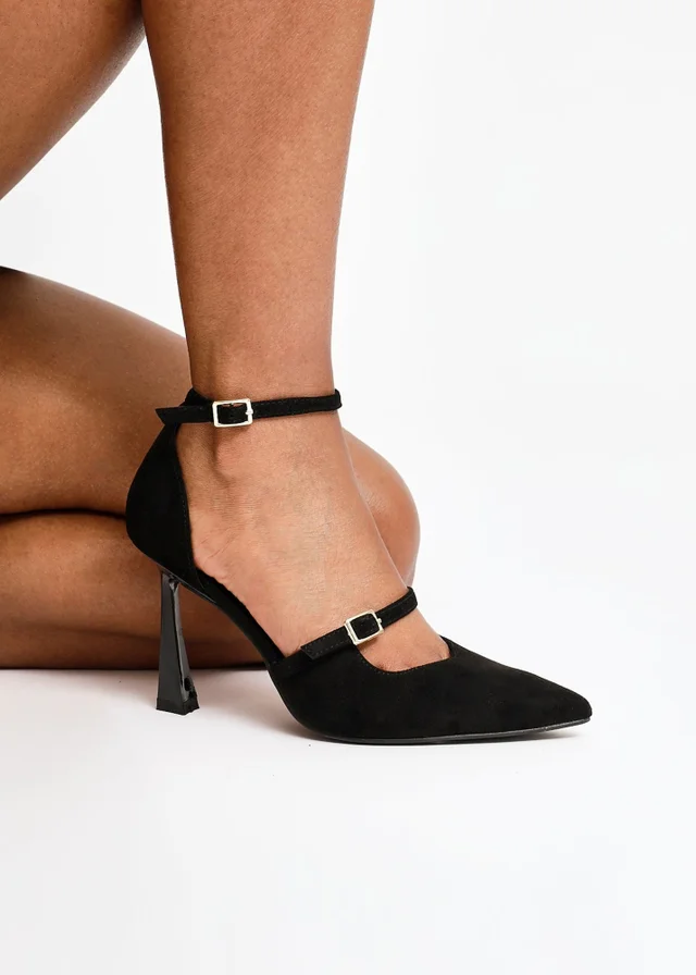 Linzi Larah Black Faux Suede Court Heel