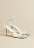 Linzi Ruma Wide Fit Silver Faux Leather Diamante Heeled Sandal - Size 6 Image 1