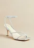 Linzi Ruma Wide Fit Silver Faux Leather Diamante Heeled Sandal - Size 6 Image 6