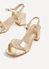 Linzi Darcie Gold Faux Leather Low Chunky Block Heeled Sandal - Size 7 Image 5