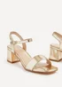 Linzi Darcie Gold Faux Leather Low Chunky Block Heeled Sandal - Size 7 Image 4