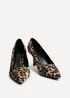 Linzi Aim Wide Fit Leopard Satin Classic Court Heel - Size 6 Image 3