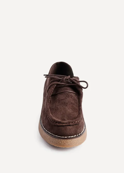 Linzi Perth Brown Faux Suede Laced Chunky Loafer - Size 3 Image 4