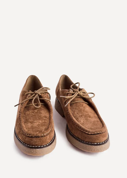 Linzi Perth Tan Faux Suede Laced Chunky Loafer - Size 6 Image 3