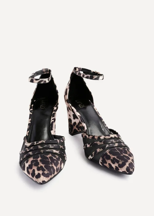 Linzi Tasha Leopard Print Scuba Block Court Heel - Size 5 Image 2