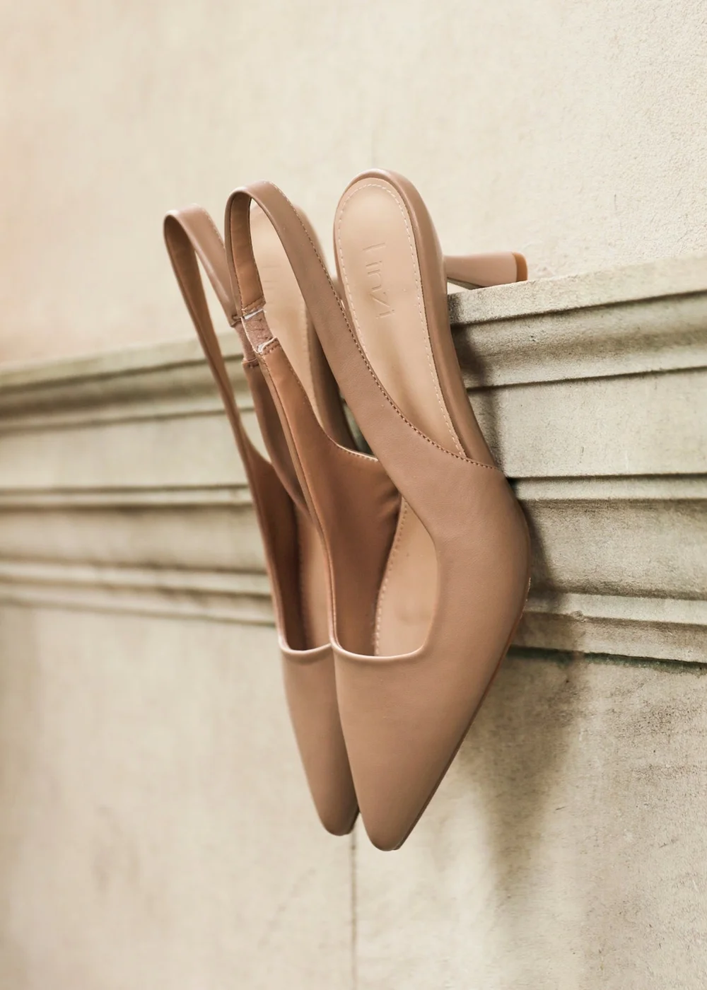 Linzi Presley Mocha Mousse Faux Leather Sling Back Low Court Heel - Size 5 Image 1